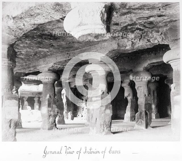 General View of Interior of Caves, Late 1860s. Creator: Samuel Bourne.