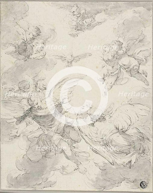 The Holy Ghost and Angels, 1720/39. Creator: Giovanni Domenico Ferretti da Imola.