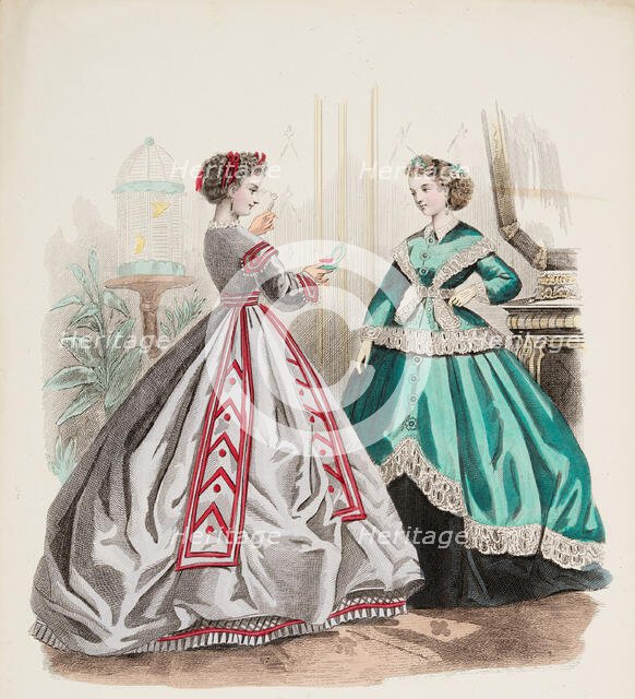 Fashion Plate - Petit Courrier des Dames 'Modes de Paris', 1866-67. Creator: Gilquin fils.