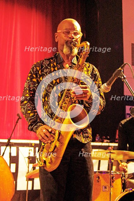 Denys Baptiste, Denys Baptiste Quartet, Battle Jazz Festival, Battle, East Sussex, July 2023. Creator: Brian O'Connor.