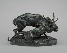 Panther Seizing a Stag, model n.d., cast c. 1850/1873. Creator: Antoine-Louis Barye.
