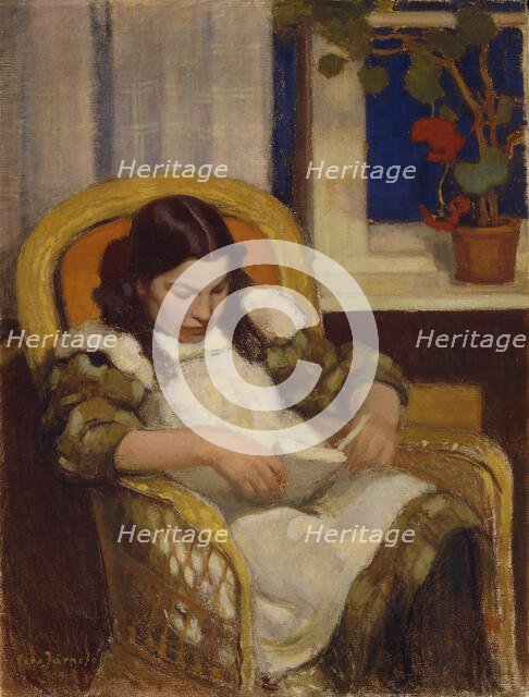 Girl Reading, 1909. Creator: Eero Jarnefelt.