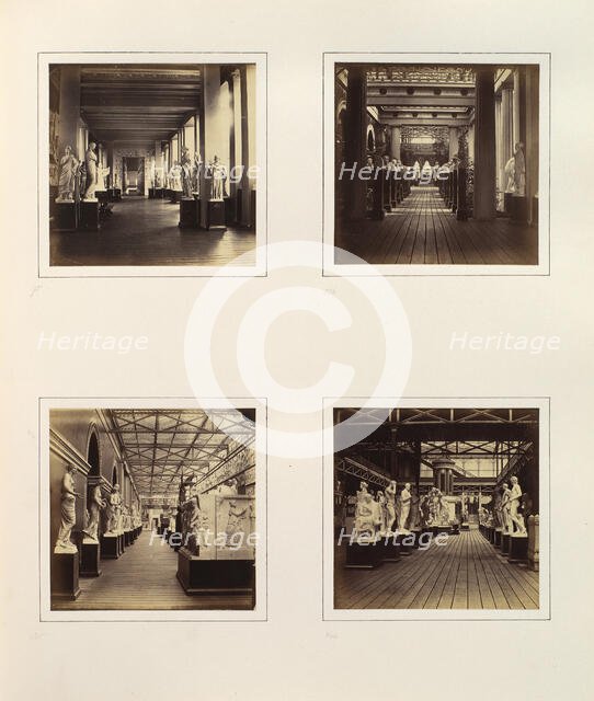 [Views of Greek Sculpture Court including Bust of Minerva], ca. 1859. Creator: Attributed to Philip Henry Delamotte.
