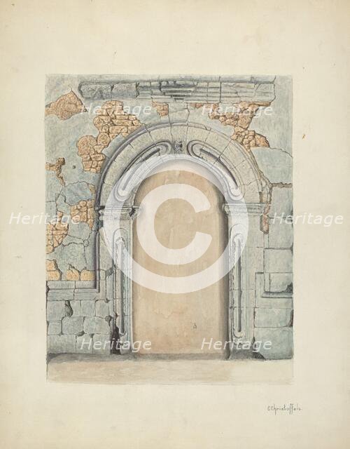 Stone Doorway, Carved, 1939. Creator: Cornelius Christoffels.