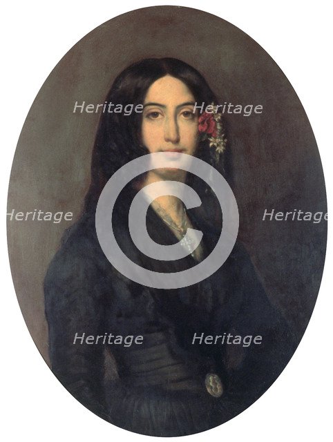 'George Sand', French novelist and early feminist, c1845. Artist: Auguste Charpentier
