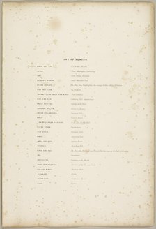 List of Plates, from The Park and the Forest, 1841. Creator: James Duffield Harding.