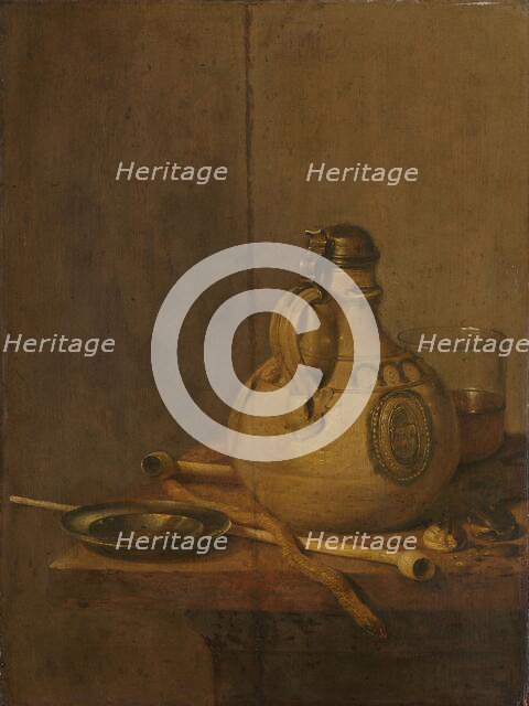 Still Life with Stoneware Jug and Pipes, 1647. Creator: Jan Jansz Treck.