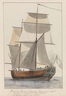 French brigantine ship l'Heureuse Marianne on tour from Valetta to..., 1778. Creator: Louis Ducros.