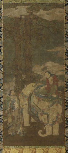 Sakyamuni on an Elephant, 16th-17th century. Creator: Unknown.