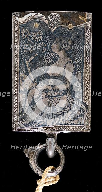 Seated Woman Turned Left, Holding a Flowering Branch. Creator: Unknown.