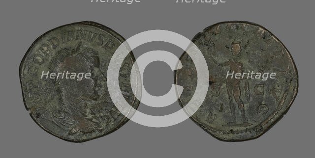 Sestertius (Coin) Portraying Emperor Gordianus, 241. Creator: Unknown.