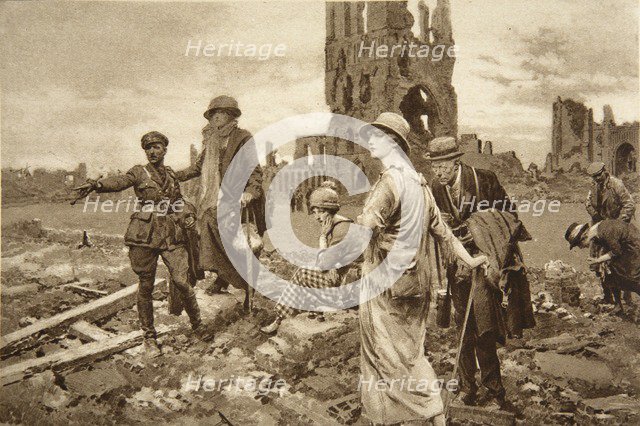 Peace visitors to Flanders' scenes of war, c1914-1919.