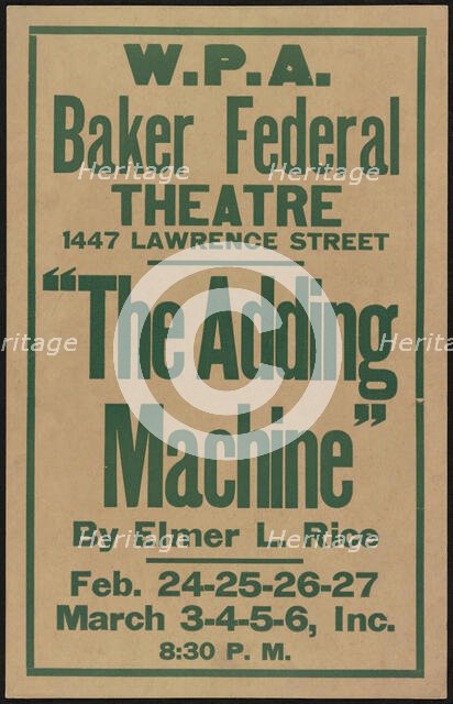 The Adding Machine, Denver, 1938. Creator: Unknown.