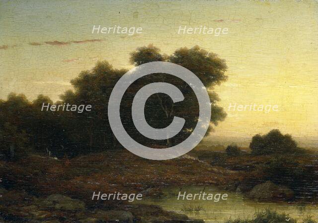 View in the Woods at Sunset, 1849. Creator: Louwrens Hanedoes.