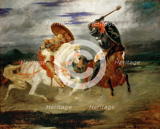 Knights Fighting in the Countryside. Artist: Delacroix, Eugène (1798-1863)
