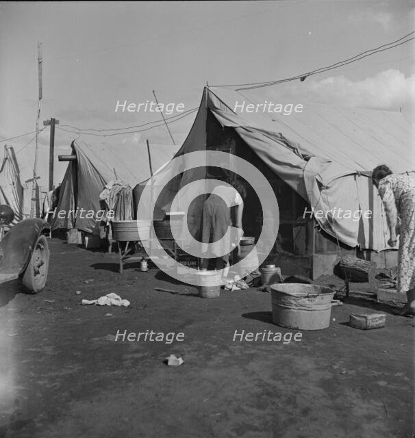 Orange pickers' camp, Tulare County, California, 1938. Creator: Dorothea Lange.