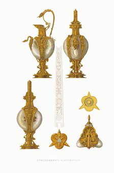 Moother-of-pearl Lavabo. From the Antiquities of the Russian State, 1849-1853. Creator: Solntsev, Fyodor Grigoryevich (1801-1892).