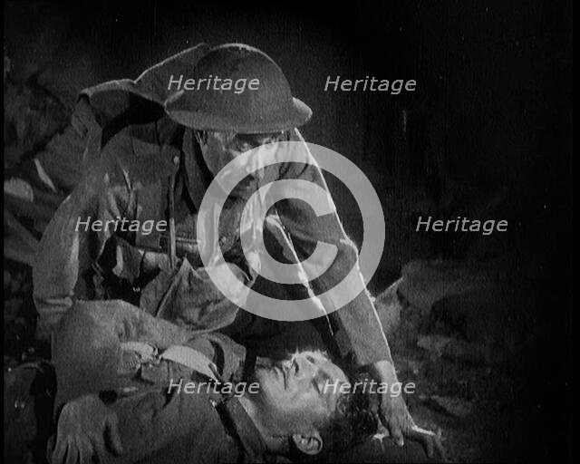 Scene from the Short Silent Feature Film 'Poppies of Flanders'. Two Male Actors..., 1920s. Creator: British Pathe Ltd.