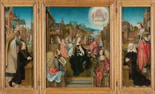 Triptych with Virgin and Child with Saints (center), male Donor with Saint Martin (left, inner wing) Creator: Master of Delft.