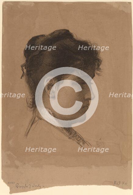 Head of a Young Woman, late 1870s. Creator: Eastman Johnson.