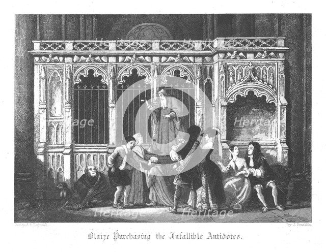 Scene from Old St Paul's by William Harrison Ainsworth, 1855. Artist: John Franklin