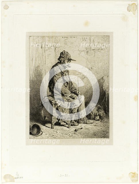 Organ Grinder, 1844. Creator: Charles Emile Jacque.