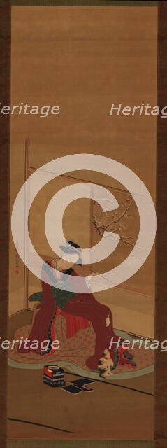 Interior: a girl and a kitten, Edo period, late 18th century. Creator: Katsukawa Shuncho.