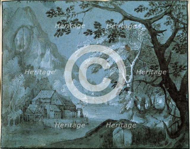 'Landscape with a Mill by a Mountain Lake', c1610-c1620s. Artist: Adriaen van Stalbemt