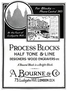 'A. Bourne & Co. Advert - Process Blocks', 1919. Artist: Unknown.