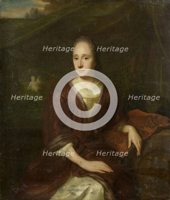 Portrait of Margaretha Nelis (1652-17050, second wife of Casparus Commelin, 1693-1704. Creator: David van der Plas.