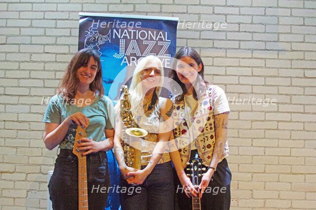 Jemima Whyte, Maddy Salter and Myra Brownbridge, NJA Fundraiser, Baptist Church, Loughton, 2025. Creator: Brian O'Connor.