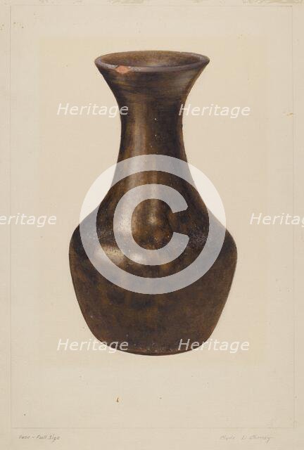 Crockery Flower Vase, c. 1938. Creator: Clyde L. Cheney.