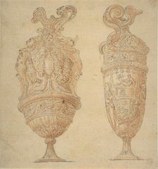 Two Urns Decorated with Human Figures, Animals and Garlands., n.d.. Creator: Unknown.