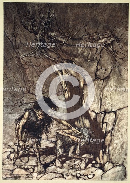 'Mime howling 'Ohe! Ohe! Oh! Oh!'', 1910.  Artist: Arthur Rackham