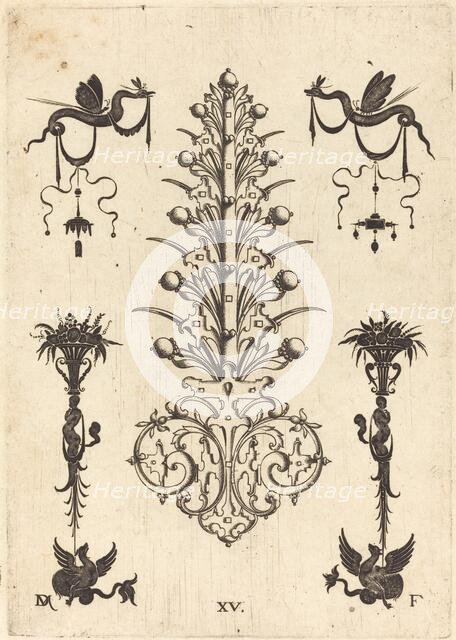 Hyacinth-Shaped Brooch with Winged Snakes at Top and Winged Animals at Bottom, 1596. Creator: Daniel Mignot.