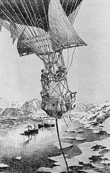 Departure of the Andree balloon expedition to the North Pole, Spitzbergen, 1897. Artist: Unknown