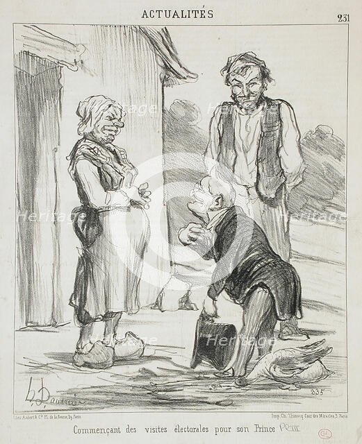 Commençant des visites...pour son Prince, 1851. Creator: Honore Daumier.
