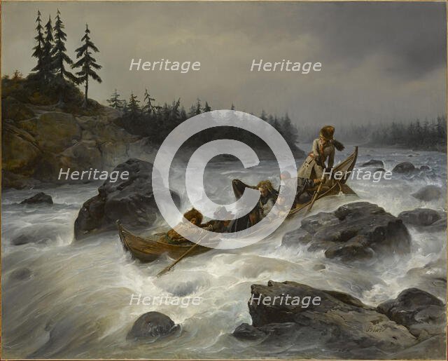 The Duke of Orleans on the Muonio River in Lapland, August 1795, 1840. Creator: Biard, François-August (1798-1882).