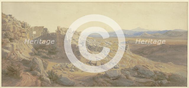 The Lion Gate at Mycenae, 1854. Creator: Karl Friedrich Harveng.