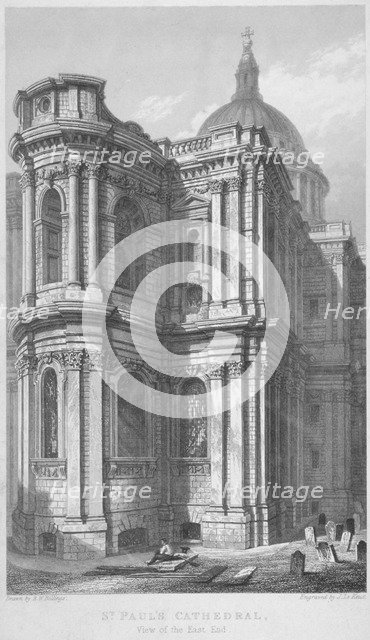 East end of St Paul's Cathedral, City of London, 1837. Artist: John Le Keux
