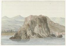 Rock and town of Scilla in the Calabria region from the sea on the north, 1778. Creator: Louis Ducros.