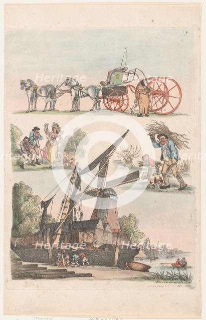 Plate 9, Outlines of Figures, Landscapes and Cattle...for the Use of Learners,..., January 20, 1791. Creator: Thomas Rowlandson.