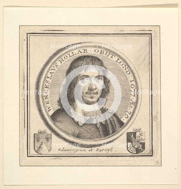 Bust of Hollar in a Circular Frame (published in Vertue's, Description of the Works of the..., 1745. Creator: George Vertue.