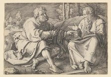 Sts. Peter and Paul Seated in a Landscape, 1527. Creator: Lucas van Leyden.