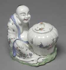Figure of Budai or Hotei with Jar, c. 1735- 1740. Creator: Chantilly Porcelain Factory (French).