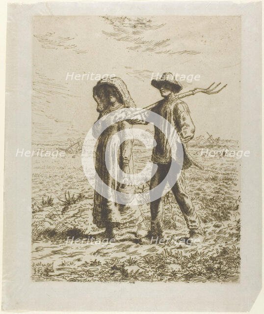 Peasants Going to Work, 1863. Creator: Jean Francois Millet.