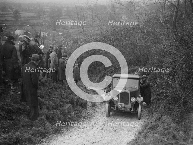Swift of JF Smeaton competing in the MCC Exeter Trial, Ibberton Hill, Dorset, 1930. Artist: Bill Brunell.