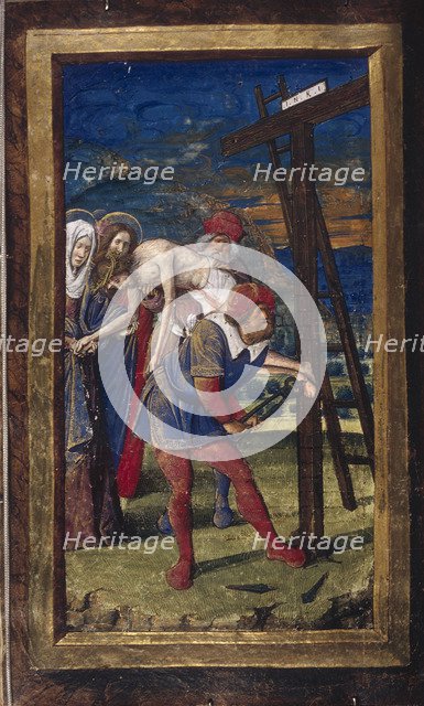 The Descent from the Cross (from Lettres bâtardes), ca 1490-1510. Artist: Poyet, Jean (active 1483-1497)