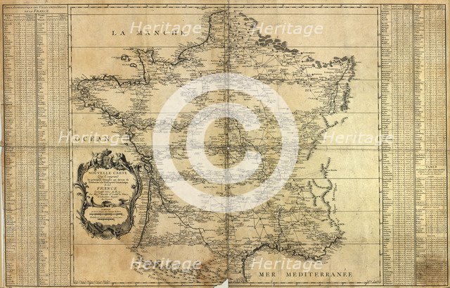 Nouvelle carte de la France, 1744. Artist: Maraldi, Jean-Dominique (1709-1788)