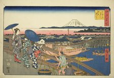 Nihon Bridge to Edo Bridge (Nihonbashi Edobashi), from the series "Famous Places in Edo..., 1853. Creator: Ando Hiroshige.